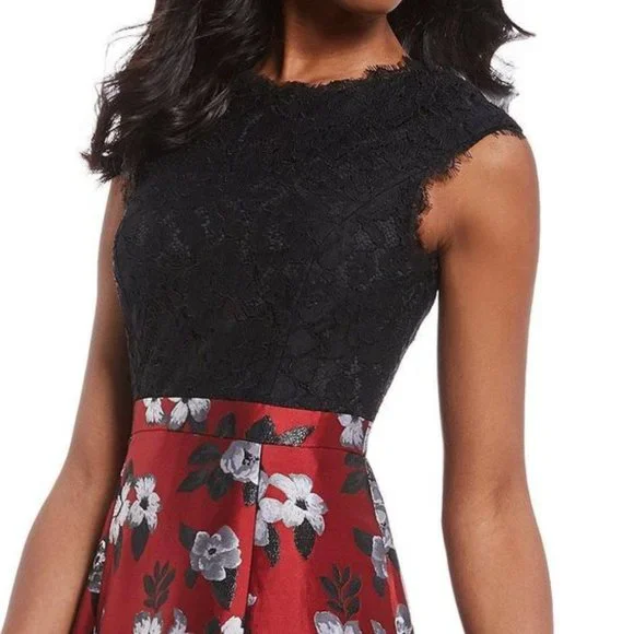 NWT Aidan Mattox Floral Lace Metallic Jacquard 12 - Picture 2 of 10